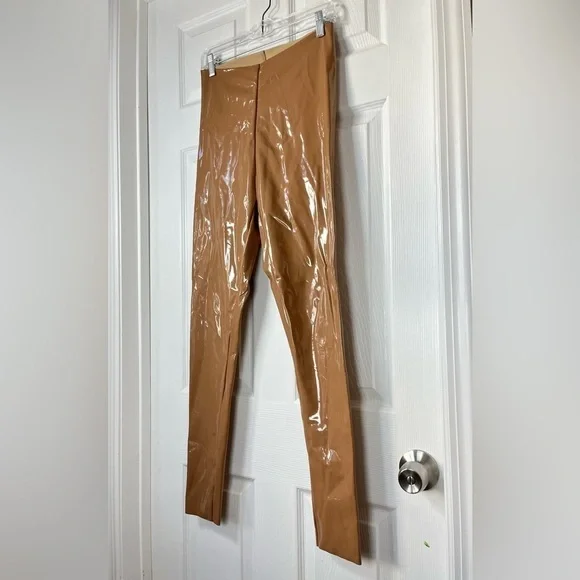 COMMANDO Beige Classic Patent Faux-Leather Firming Pants Leggings size L - Picture 6 of 7